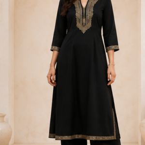 Black Embroidered Kurta Set