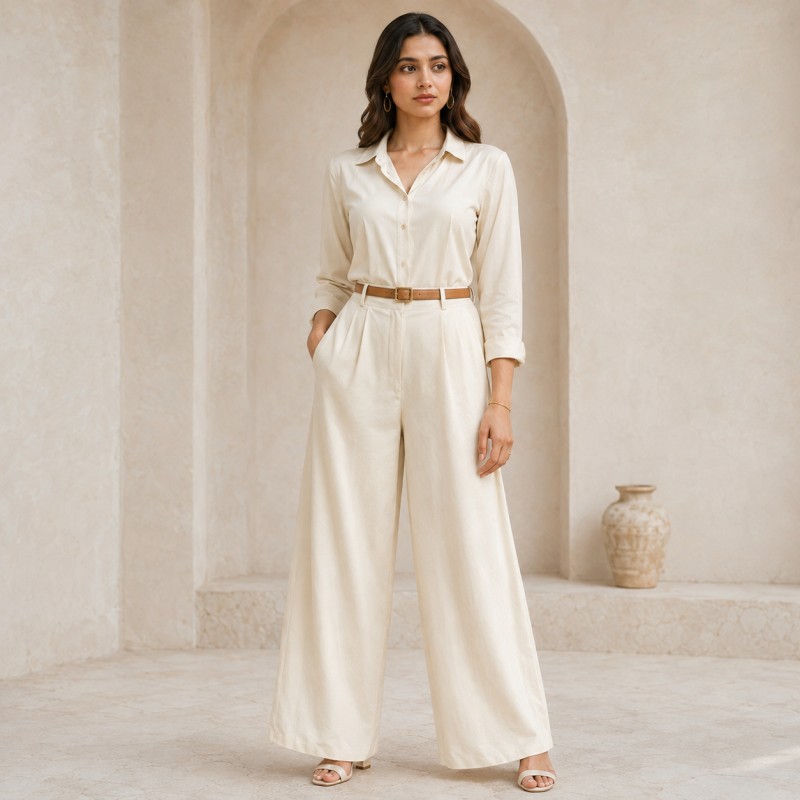 Beige Linen Co-Ord Set