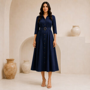 Midnight Blue Shirt Dress